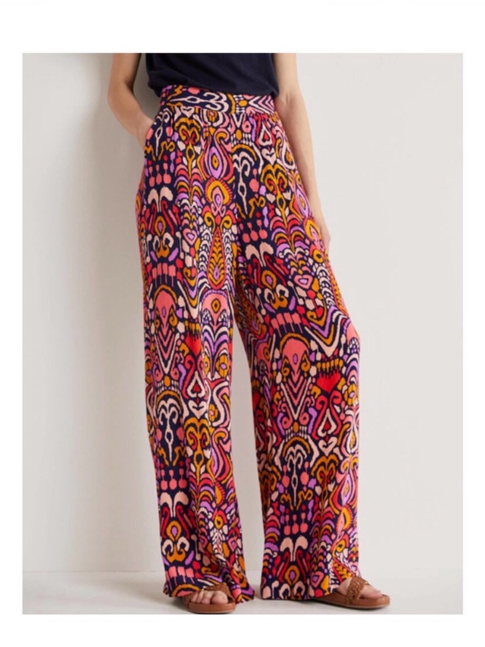 Boden- Wide-Leg Pants - Pink Multi, Boho